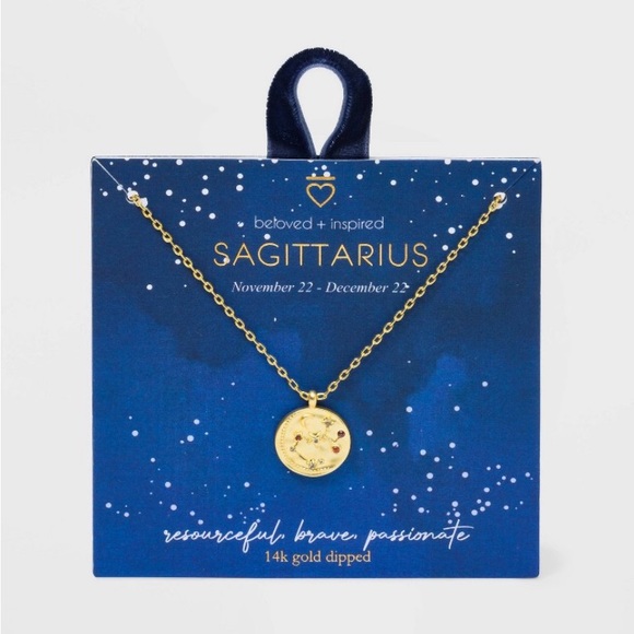 Beloved Inspired 14K Gold Dipped Constellation 
Disc w/ Stones Pendant Necklace - Picture 1 of 15